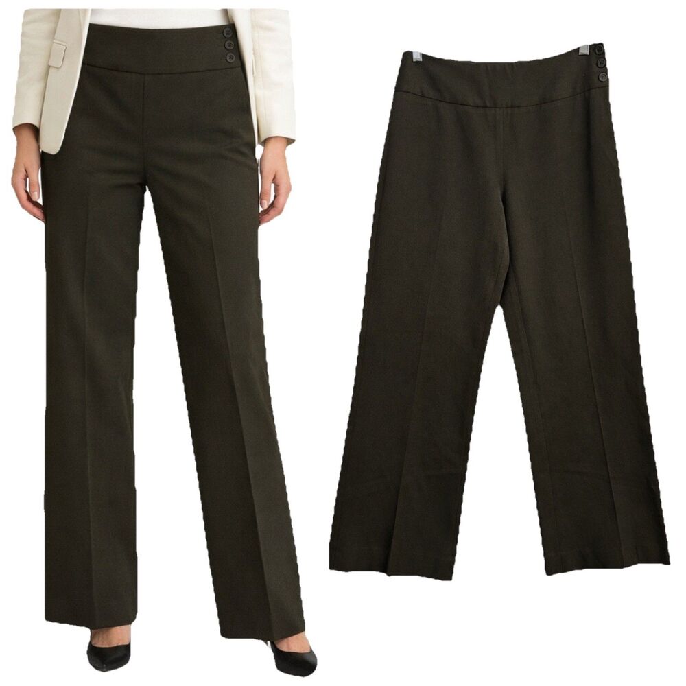 Peck & Peck 90s Y2K Trousers Dress Pants Women Sz 4 Mid Rise Straight Wide Leg